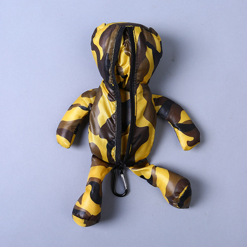 小熊收藏式环保袋 时尚简约迷彩花纹便携环保袋可爱公仔包包 GY553
