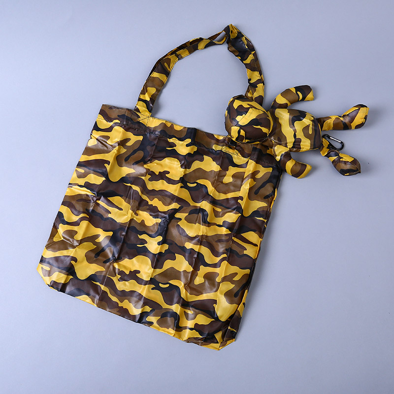 小熊收藏式环保袋 时尚简约迷彩花纹便携环保袋可爱公仔包包 GY554