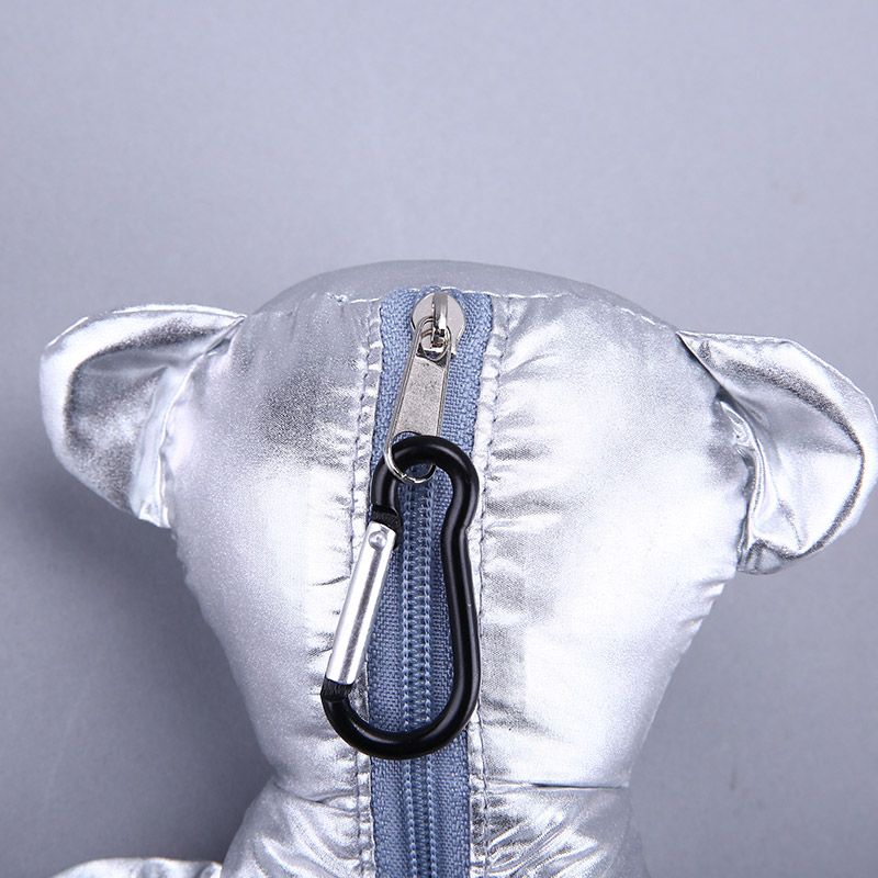 小熊收藏式环保袋 时尚简约银色便携环保袋可爱公仔包包 GY115