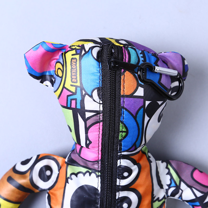 小熊收藏式环保袋 时尚创意花纹便携环保袋可爱公仔包包 GY735