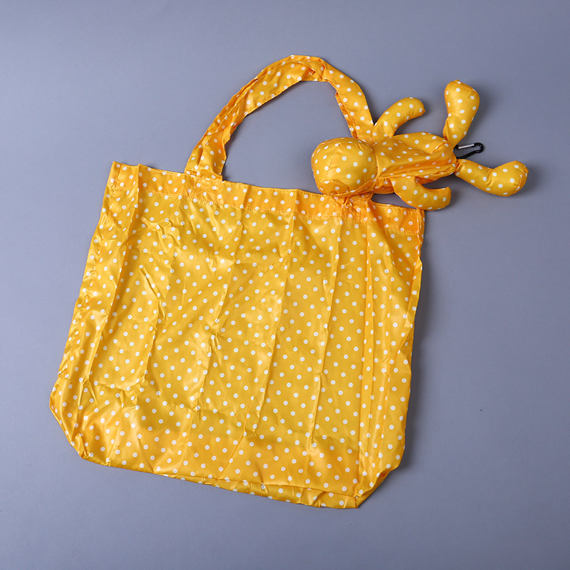 小熊收藏式环保袋 时尚简约小圆点花纹便携环保袋可爱公仔包包 GY634
