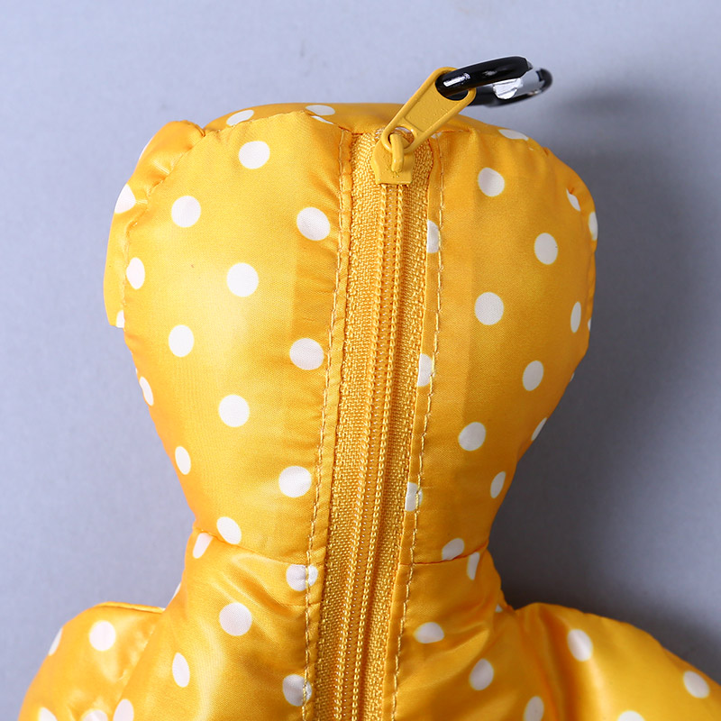 小熊收藏式环保袋 时尚简约小圆点花纹便携环保袋可爱公仔包包 GY635