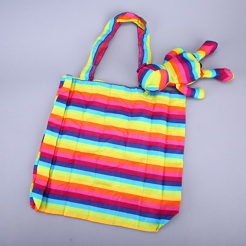 小熊收藏式环保袋 时尚创意条纹花纹便携环保袋可爱公仔包包 GY194