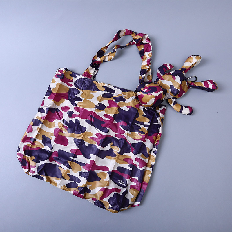 小熊收藏式环保袋 时尚简约迷彩花纹便携环保袋可爱公仔包包 GY584