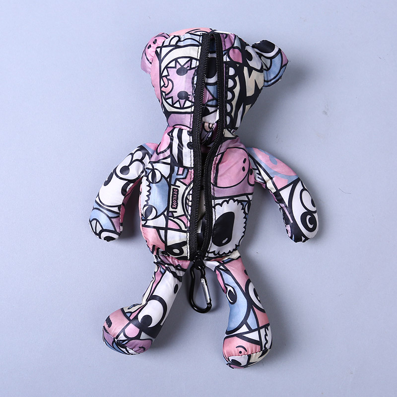 小熊收藏式环保袋 时尚创意花纹便携环保袋可爱公仔包包 GY773