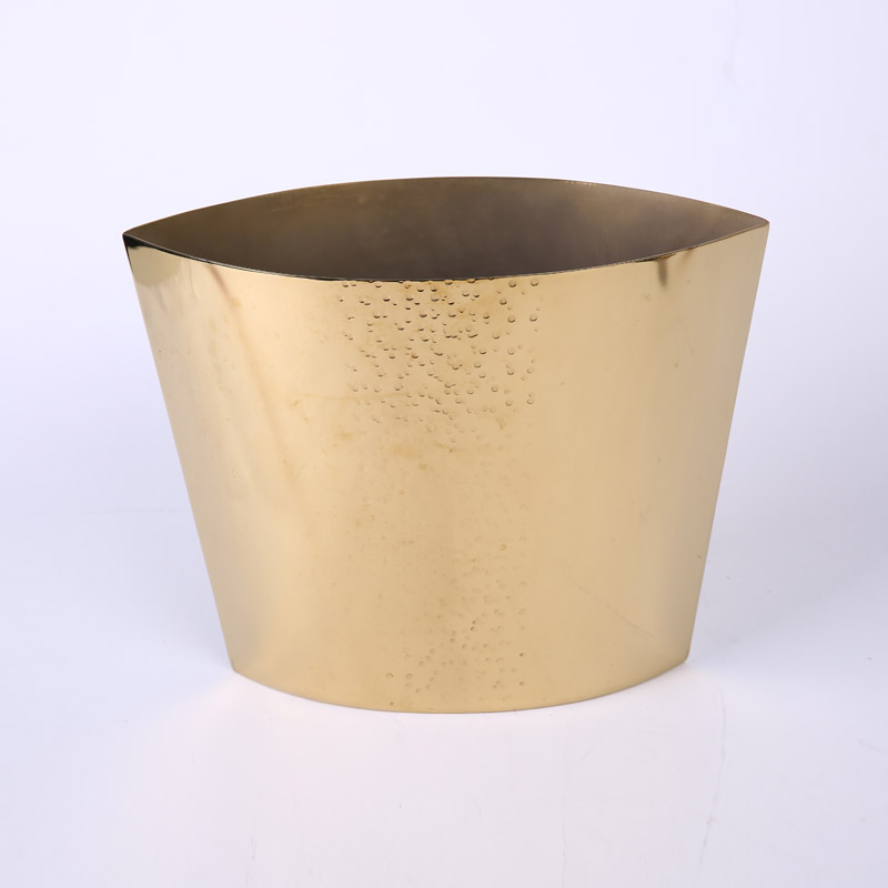 金色带盖冰桶 欧美法式金属色餐吧台厅摆件装饰品冰酒桶 ZS223