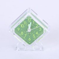 静音水晶透明绿面闹钟BE闹钟棱形床头钟 BE