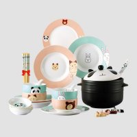 韩国可爱创意餐具套装碗盘韩式碗卡通盘子套装 28件套
