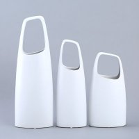 现代中式时尚陶瓷花瓶三件套 白色手提花瓶家居装饰花器摆件 SS01
