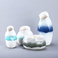 现代简约创意摆件四件套 双色异型花瓶家居软装饰摆设花插品摆件 SS020