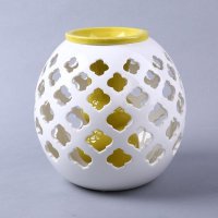 简约创意装饰摆件 黄绿白镂空球状圆形瓶家居摆设装饰品摆件 SS065