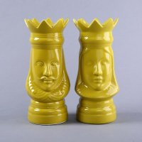 简约创意装饰国际象棋主题摆件两件套 黄色国际象棋国王家居摆设装饰品摆件 SS072
