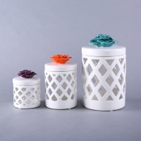 简约创意装饰储物罐摆件三件套 彩盖镂空罐家居摆设装饰品摆件 SS082