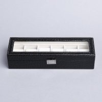 高档时尚皮革长六格表盒 黑色鄂纹手表收纳盒 YPX-03B