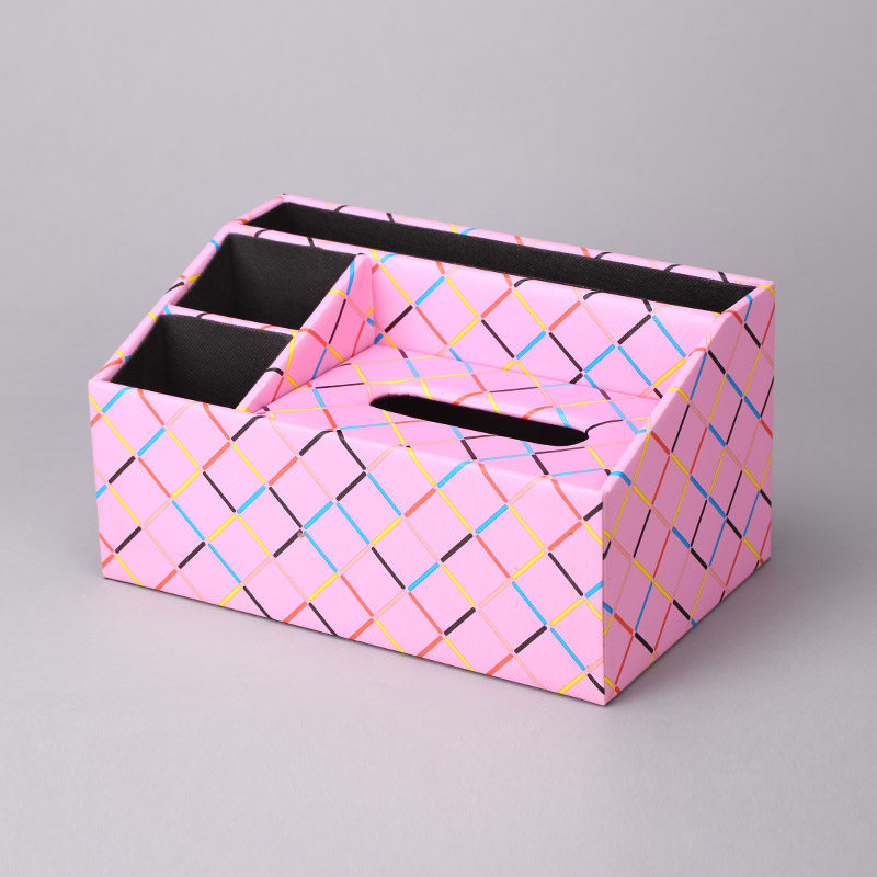 简约皮制多用途长方形粉红色纸巾盒卧室客厅装饰2