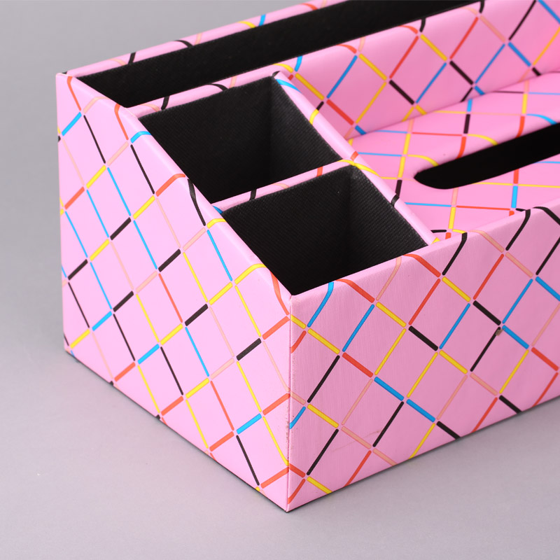 简约皮制多用途长方形粉红色纸巾盒卧室客厅装饰5