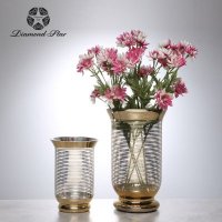 钻石星金色电镀花瓶欧式透明玻璃器皿台面摆件干花插花器