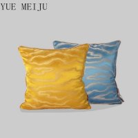 玥美居新品 现代复古样板房沙发纯色抱枕 靠垫明黄色蓝色
