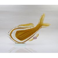 西式茶晶羽毛鱼造型琉璃摆件客厅书房装饰