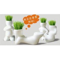 田园创意简约小白人绿色小盆栽