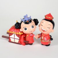 新古典乐淘桃小号卡通树脂花轿摆件创意家居小工艺品摆件DY9277