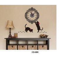 富贵猫时钟贴 DIY客厅创意个性挂钟