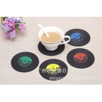 硅胶唱片茶杯垫 创意黑胶复古CD光碟唱片杯垫 硅胶茶杯垫定制批发
