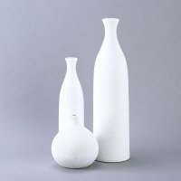 现代简约创意摆件三件套 白色束颈瓶家居软装饰摆设花插品摆件 SS023