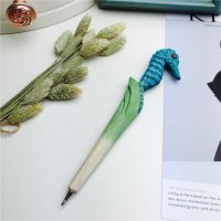 蓝色海马 木制动物笔木雕笔
