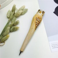猫头鹰 木制动物笔木雕笔