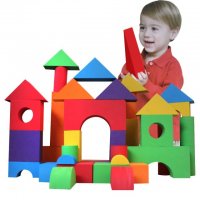 MELON品牌亲子益智拼插积木玩具 36粒拼砌大块彩色创意软积木