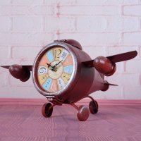 欧式复古创意铁制飞机造型座钟摆件家居装饰摆件