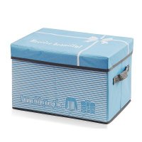 简约条纹蓝色牛津布衣物收纳盒收纳箱（中号）