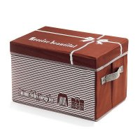 简约条纹褐色牛津布衣物收纳盒收纳箱（中号）