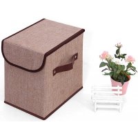 现代简约可折叠纯色麻布收纳盒