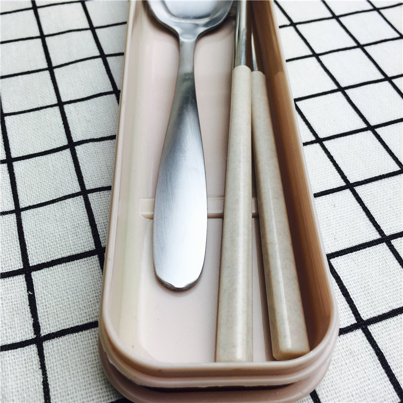 学生不锈钢便携式餐具套装创意叉勺筷子可爱套装儿童旅行餐具2