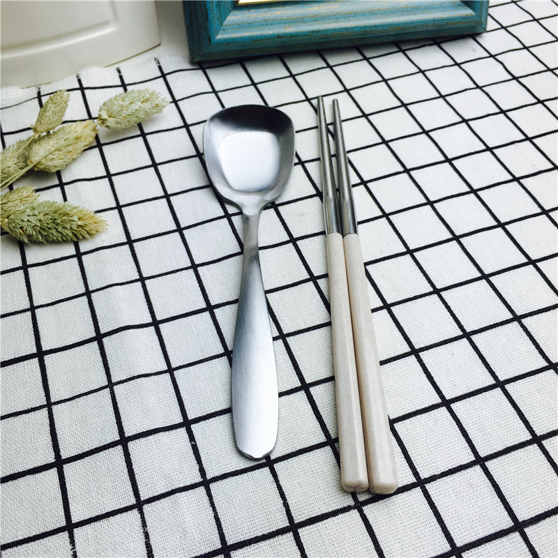 学生不锈钢便携式餐具套装创意叉勺筷子可爱套装儿童旅行餐具3