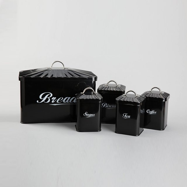 黑色套五铁罐 防潮储物罐欧式简约装饰罐 X649