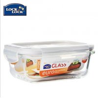 乐扣乐扣保鲜盒耐热玻璃方形LLG422 380ml微波餐盒饭盒密封便当盒