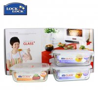正品乐扣乐扣玻璃饭盒 微波炉耐热保鲜盒3件套装LLG431S008