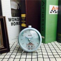 简约蓝色静音床头打铃钟闹钟 桌面个性创意时钟