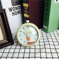 简约黄色静音床头打铃钟闹钟 桌面个性创意时钟