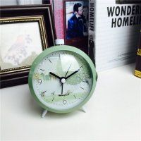 简约绿色静音床头打铃钟闹钟 桌面个性创意时钟