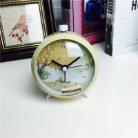 简约黄色静音床头打铃钟闹钟 桌面个性创意时钟