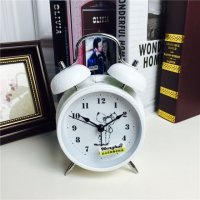 简约复古做旧白色静音床头打铃钟闹钟 桌面个性创意时钟