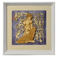 中式古典民族少女手工木拼画有框挂壁画客厅书房卧室装饰画