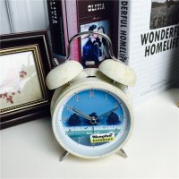 简约复古做旧黄色静音床头打铃钟闹钟 桌面个性创意时钟