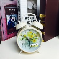 简约复古做旧白色静音床头打铃钟闹钟 桌面个性创意时钟