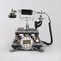 欧式简约树脂仿古电话机摆件书房客厅装饰