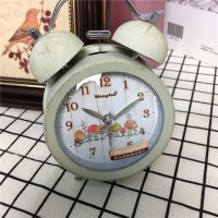 简约灰色做旧铁锈静音床头打铃钟闹钟 桌面个性创意时钟